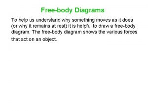 Freebody Diagrams To help us understand why something