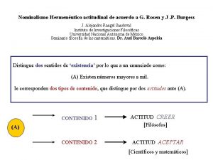 Nominalismo Hermenutico actitudinal de acuerdo a G Rosen