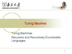 Turing Machines Recursive and Recursively Enumerable Languages w