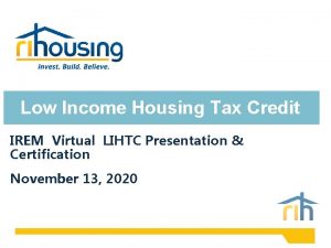 Low Income Housing Tax Credit IREM Virtual LIHTC