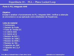 Experincia 10 PLL Phase Locked Loop Parte 3