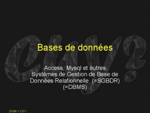 Bases de donnes Access Mysql et autres Systmes