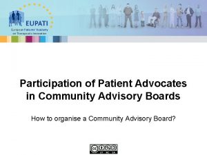 European Patients Academy on Therapeutic Innovation Participation of