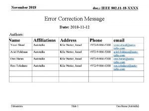 November 2018 doc IEEE 802 11 18 XXXX