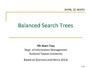 SVVRL IM NTU Balanced Search Trees YihKuen Tsay