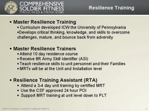 Master resilience training modules