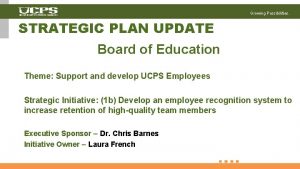 Growing Possibilities STRATEGIC PLAN UPDATE Board of Education