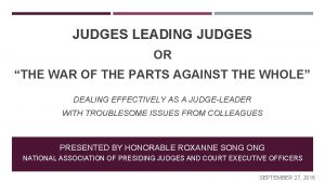 JUDGES LEADING JUDGES OR THE WAR OF THE