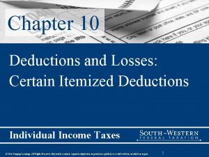 Chapter 10 Deductions and Losses Certain Itemized Deductions