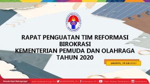 RAPAT PENGUATAN TIM REFORMASI BIROKRASI KEMENTERIAN PEMUDA DAN