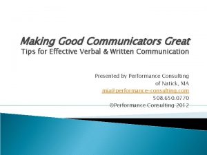 Making Good Communicators Great Tips for Effective Verbal