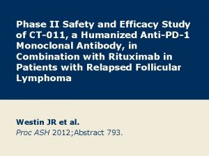 Phase II Safety and Efficacy Study of CT011