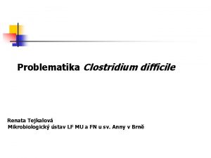 Problematika Clostridium difficile Renata Tejkalov Mikrobiologick stav LF