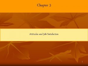 Chapter 3 Attitudes and Job Satisfaction 1 Learning