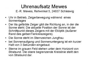 Uhrenaufsatz Mewes E R Mewes Rehwinkel 5 24837