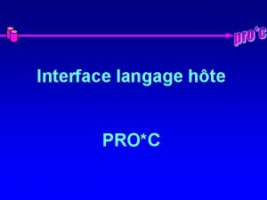 Interface langage hte PROC Principe des langages htes