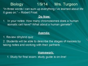 Biology 1914 Mrs Turgeon In three words I