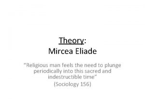 Theory Mircea Eliade Religious man feels the need