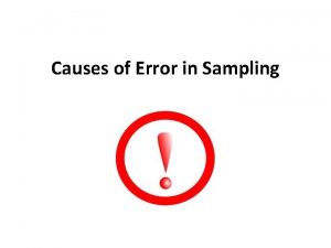 Causes of Error in Sampling Sampling Error Sampling