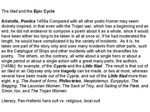 The Iliad and the Epic Cycle Aristotle Poetics
