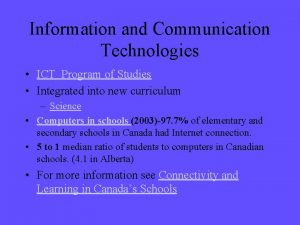 Information and Communication Technologies ICT Program of Studies