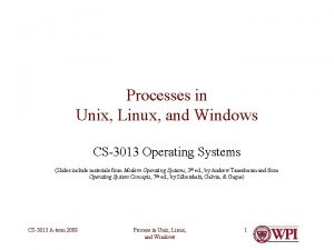 Processes in Unix Linux and Windows CS3013 Operating