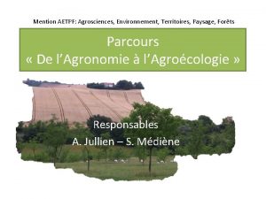 Mention AETPF Agrosciences Environnement Territoires Paysage Forts Parcours