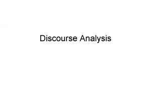 Discourse analysis in nlp