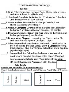The Columbian Exchange Name 1 Read The Columbian