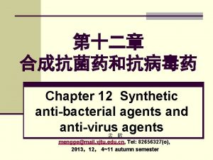 Chapter 12 Synthetic antibacterial agents and antivirus agents