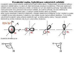 Kovalentn vazba hybridizace valennch orbitl Kovalentn vazba vznik