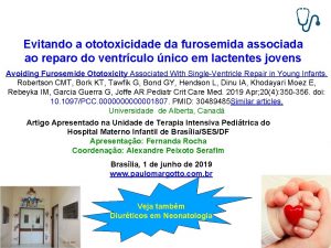 Evitando a ototoxicidade da furosemida associada ao reparo