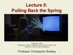 Lecture 5 Pulling Back the Spring Poltergeist 1982