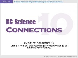 BC Science Connections 10 Unit 2 Chemical processes