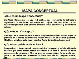 MAPA CONCEPTUAL Qu es un Mapa Conceptual Un