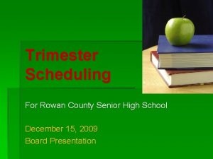 Trimester Scheduling For Rowan County Senior High School