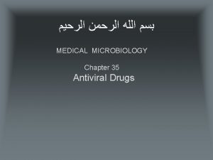 MEDICAL MICROBIOLOGY Chapter 35 Antiviral Drugs Introduction the