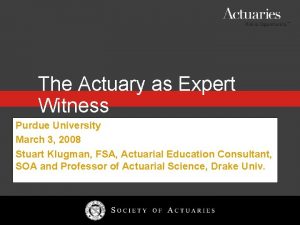 Actuary expert witness