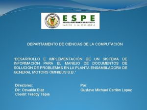 DEPARTAMENTO DE CIENCIAS DE LA COMPUTACIN DESARROLLO E