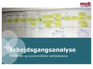 Arbejdsgangsanalyse Psykiatrien og socialomrdets vrktjskasse Kortlgning af processer