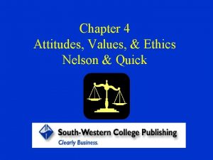 Chapter 4 Attitudes Values Ethics Nelson Quick Attitude