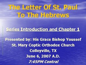 The Letter Of St Paul To The Hebrews