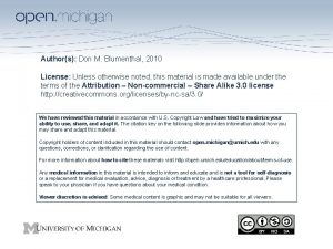 Authors Don M Blumenthal 2010 License Unless otherwise