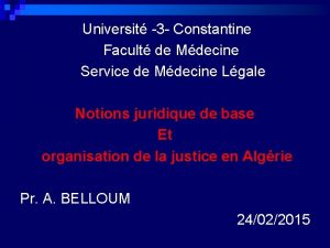 Universit 3 Constantine Facult de Mdecine Service de