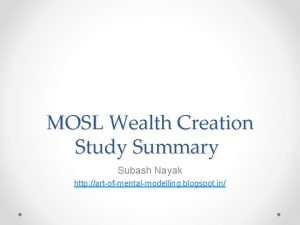 MOSL Wealth Creation Study Summary Subash Nayak http