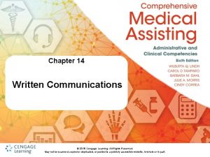 Chapter 14 Written Communications 2018 Cengage Learning All