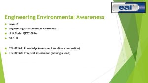 Engineering Environmental Awareness Level 2 Engineering Environmental Awareness