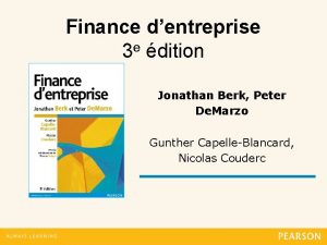 Finance dentreprise 3 e dition Jonathan Berk Peter