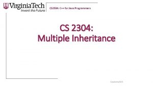 CS 2304 C for Java Programmers CS 2304