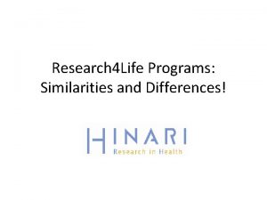 Research 4 Life Programs Similarities and Differences Table